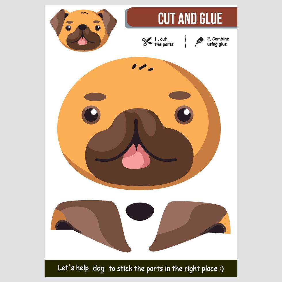 A cut and glue poster for a dog vector
