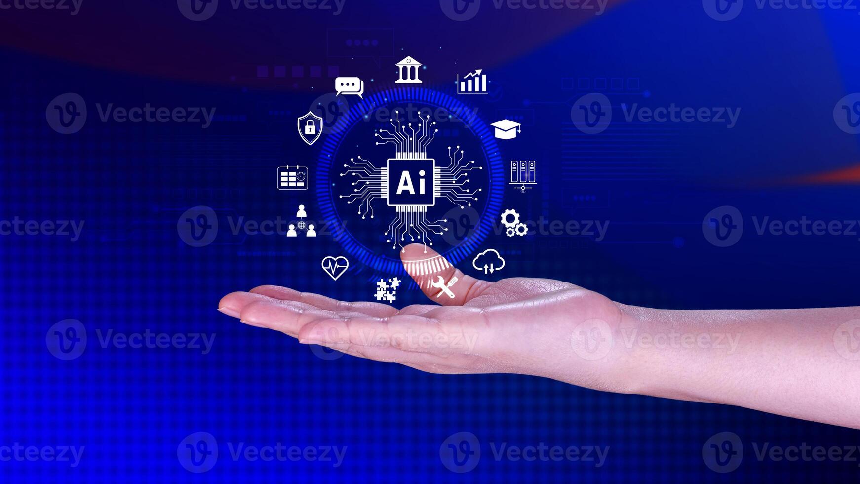 AI Artificial intelligence for business concept. AI brain processors in the concept of AI engineering, Innovative technology Machine learning. photo