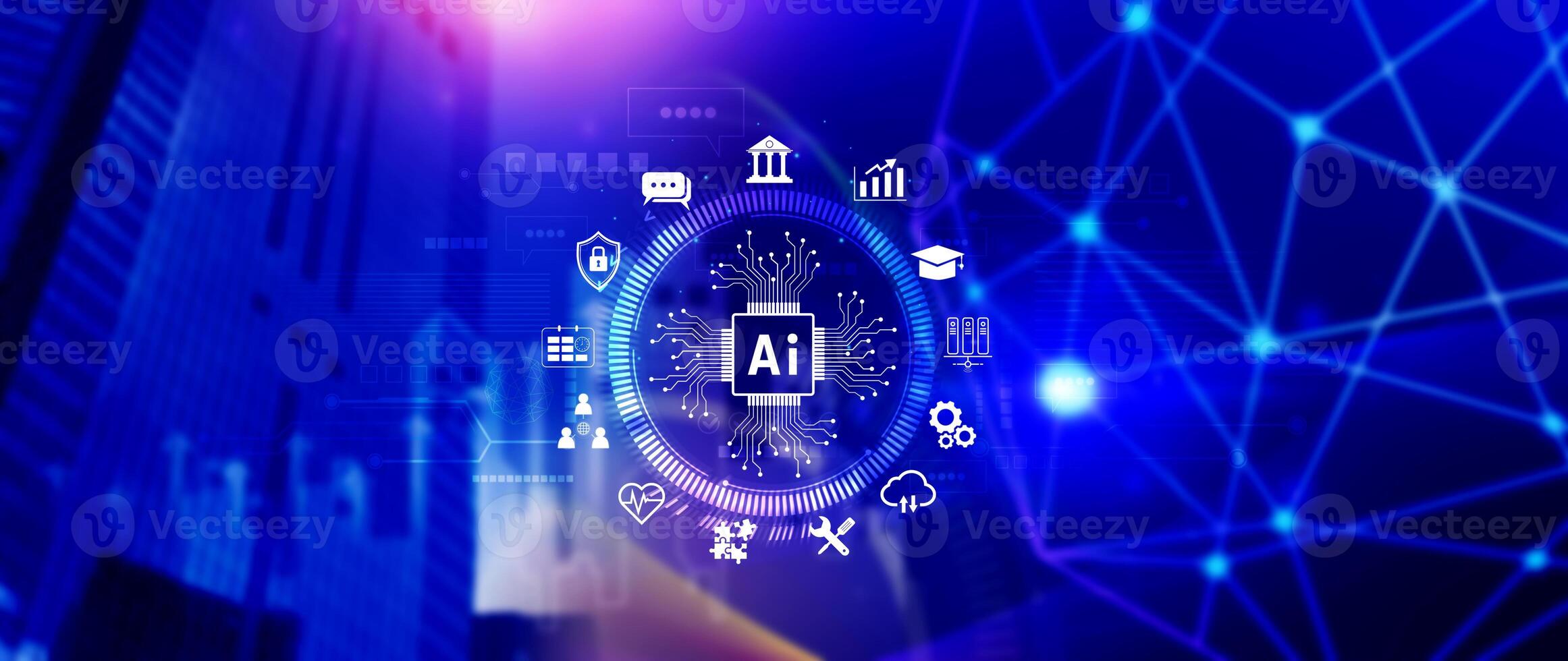 AI Artificial intelligence for business concept. AI brain processors in the concept of AI engineering, Innovative technology Machine learning. photo
