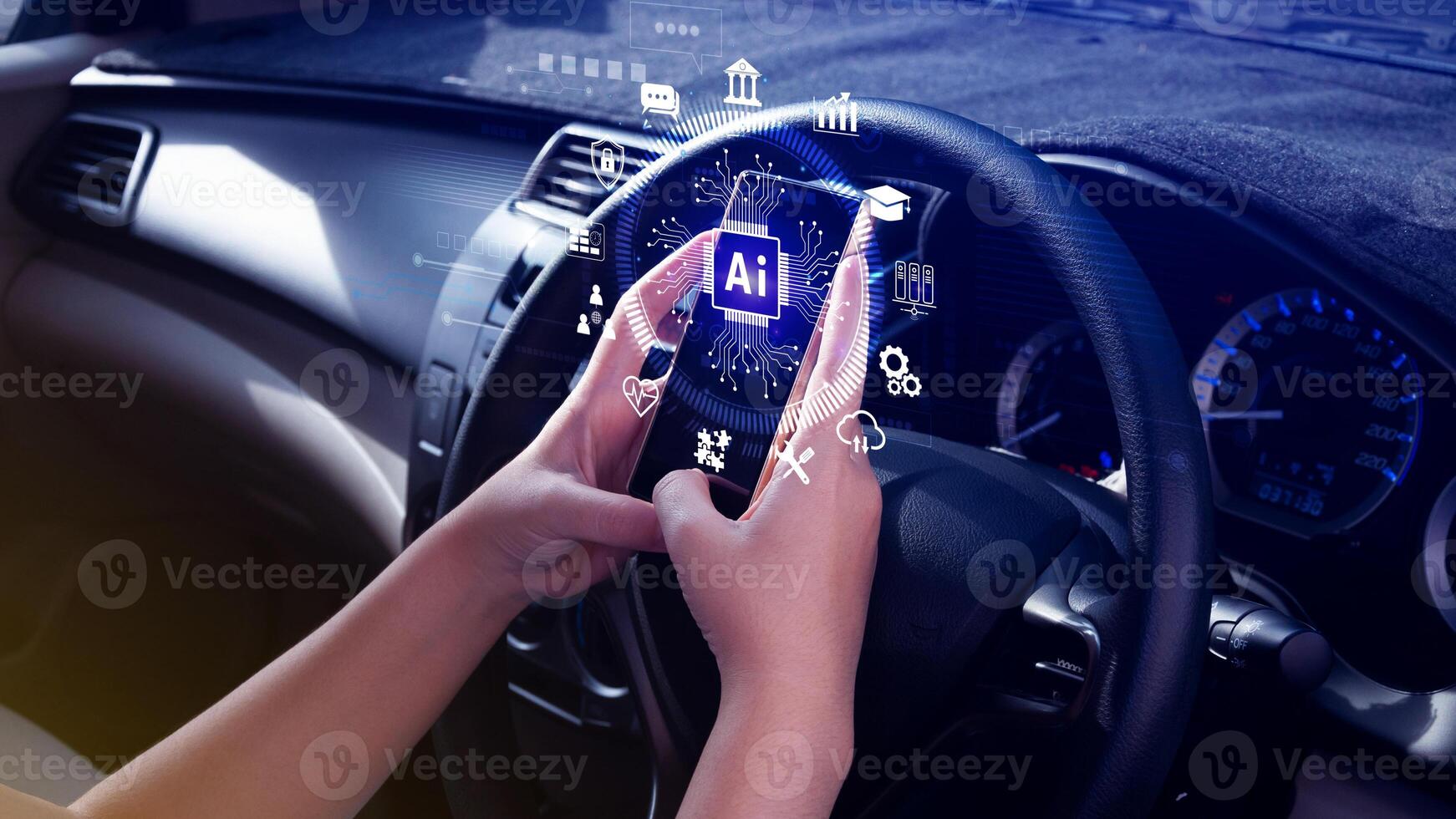 AI Artificial intelligence for business concept. AI brain processors in the concept of AI engineering, Innovative technology Machine learning. photo