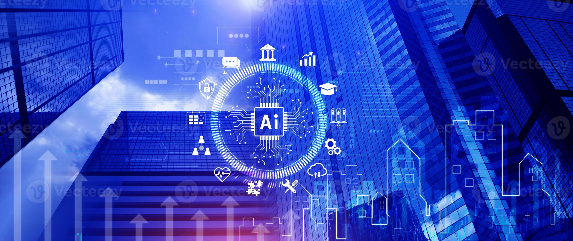 AI Artificial intelligence for business concept. AI brain processors in the concept of AI engineering, Innovative technology Machine learning. photo