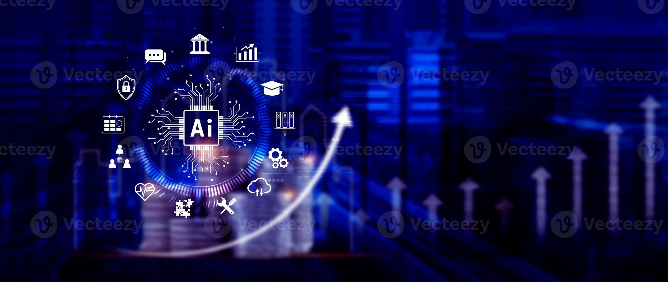 AI Artificial intelligence for business concept. AI brain processors in the concept of AI engineering, Innovative technology Machine learning. photo