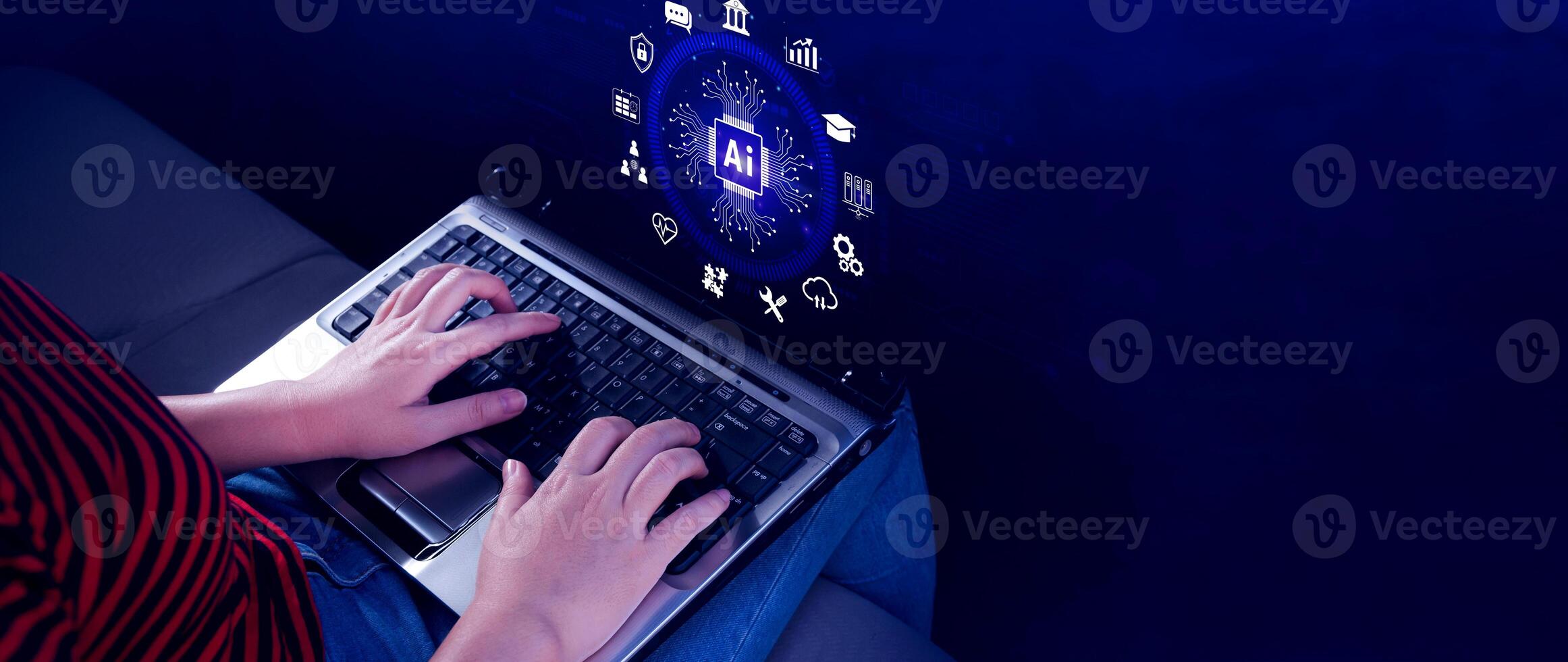 AI Artificial intelligence for business concept. AI brain processors in the concept of AI engineering, Innovative technology Machine learning. photo