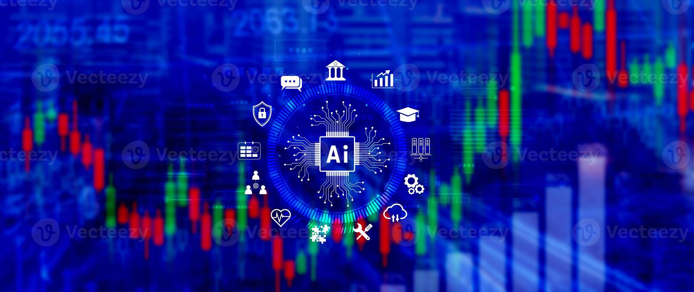 AI Artificial intelligence for business concept. AI brain processors in the concept of AI engineering, Innovative technology Machine learning. photo