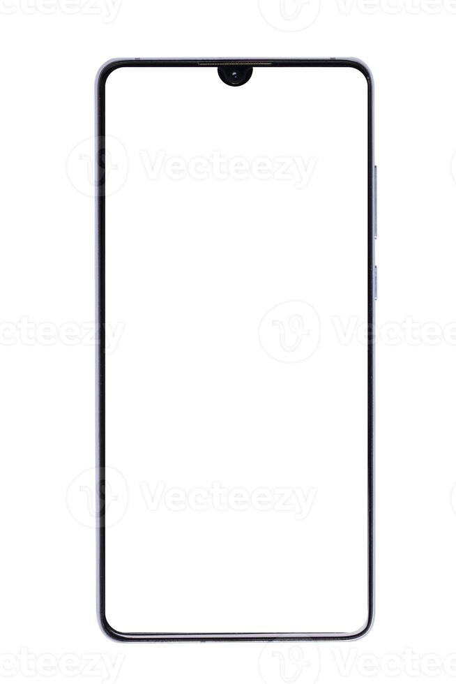 top view smartphone white sceen on background photo