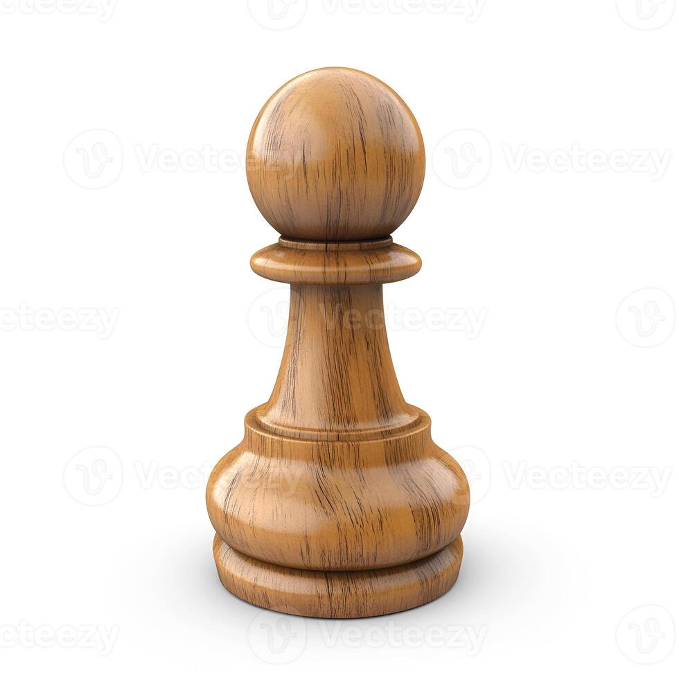 A wooden pawn chess piece scene on a white background photo