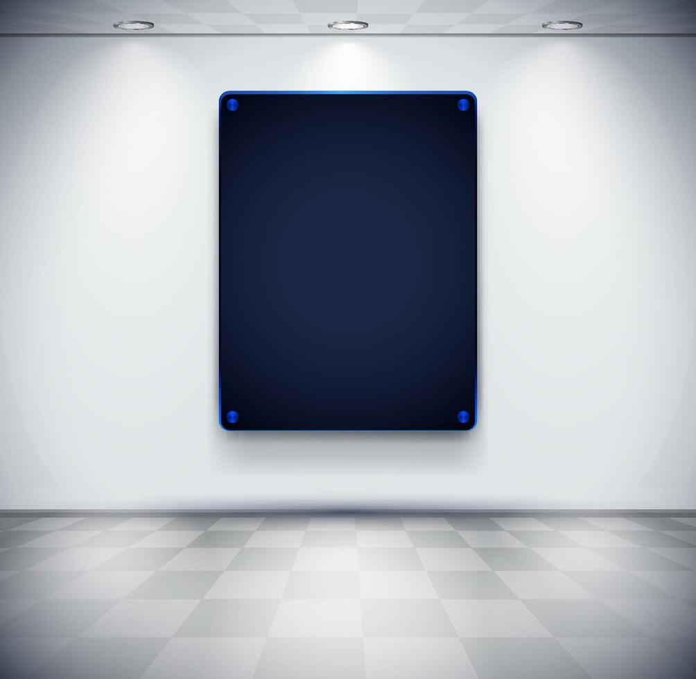 Room with black glass placeholder vector