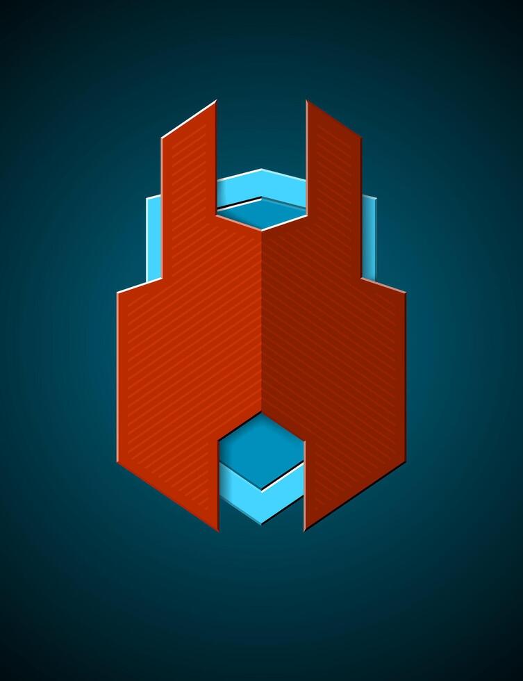 Techno styled shield emblem vector