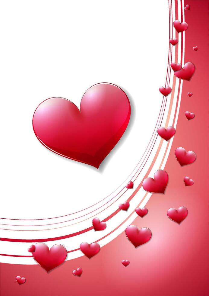 Valentine's Day card with scattered hearts vector