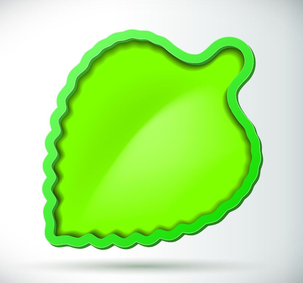 Green leaf with border and shadow vector