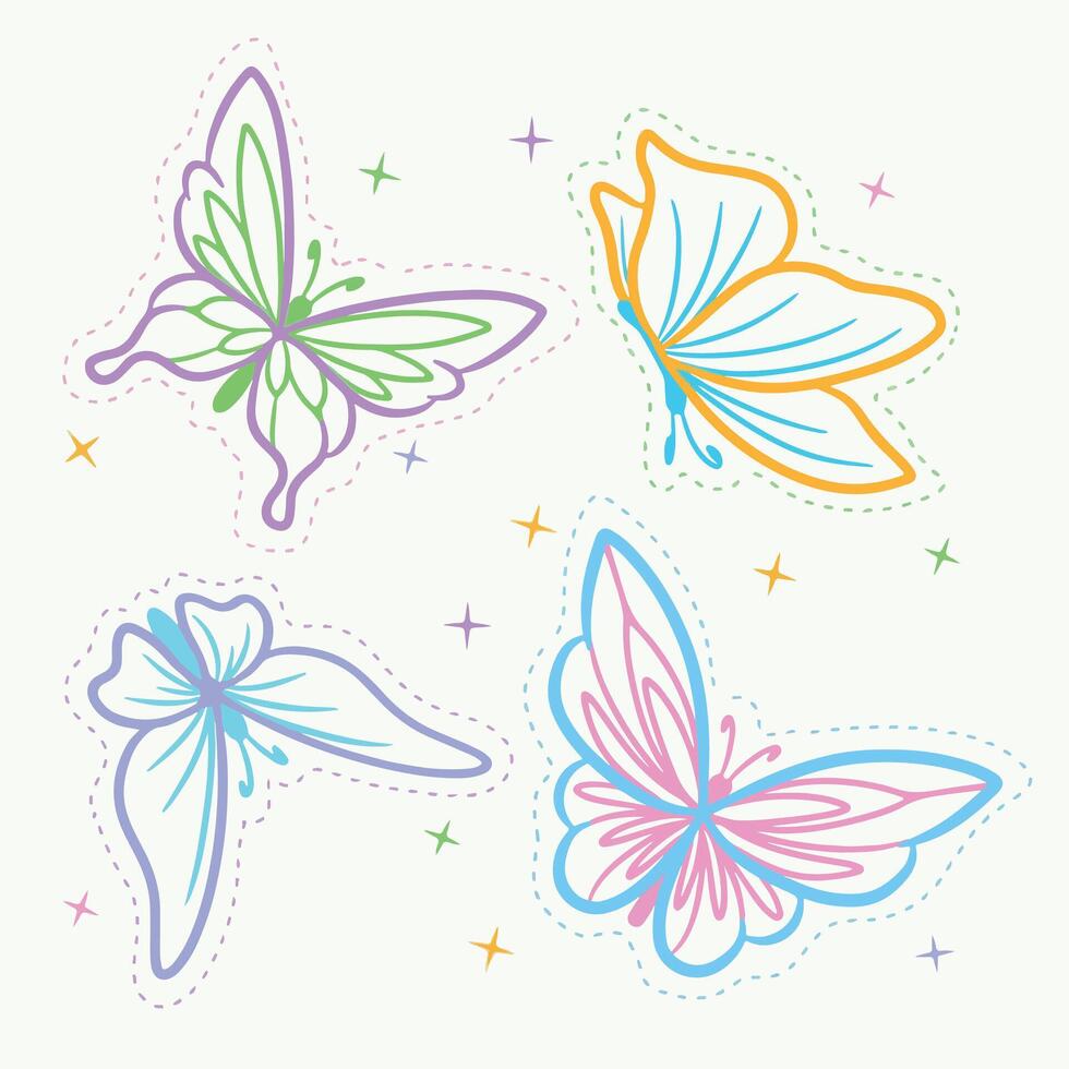Butterflies set. Hand drawn illustration for your design. vector