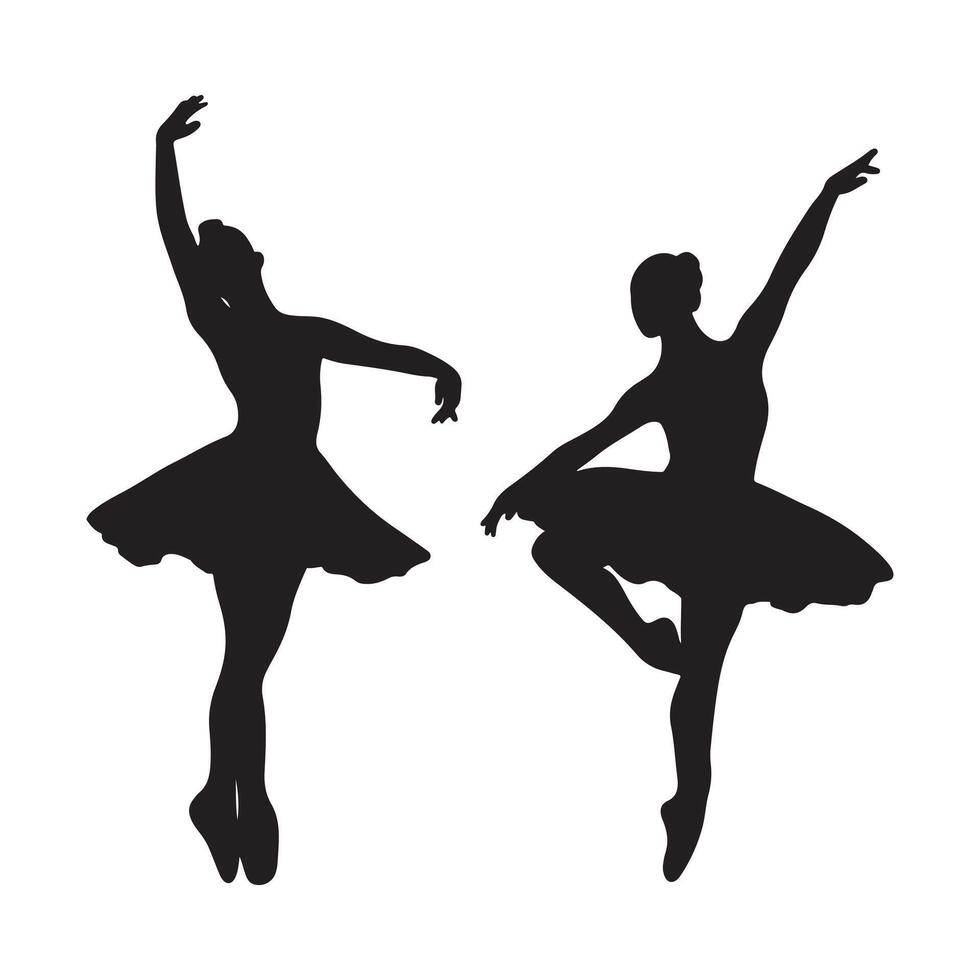 silhouette of ballerina on white background. Symbol of movement. vector