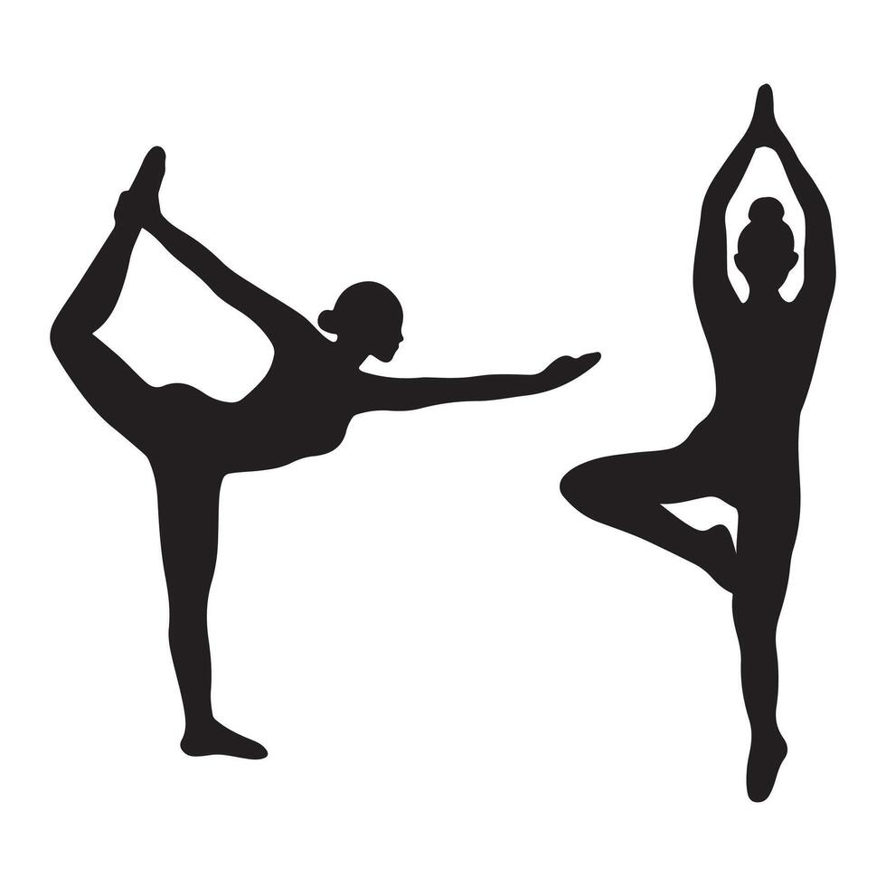 silhouette of a woman who practices yoga on a white background. vector