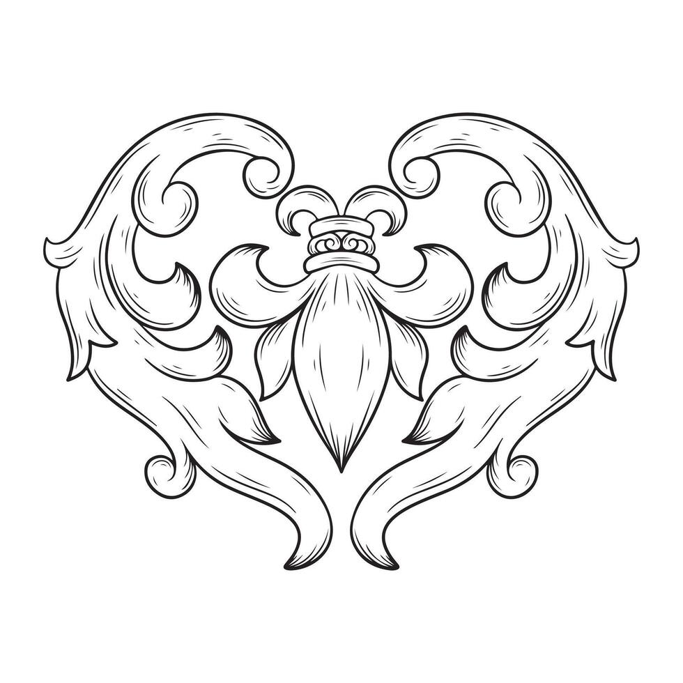 Baroque design element. illustration. Isolated on white background. vector