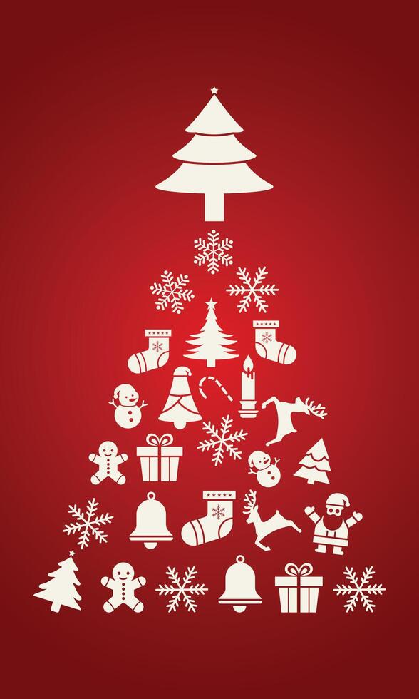 a christmas tree with a lot of different things on it vector
