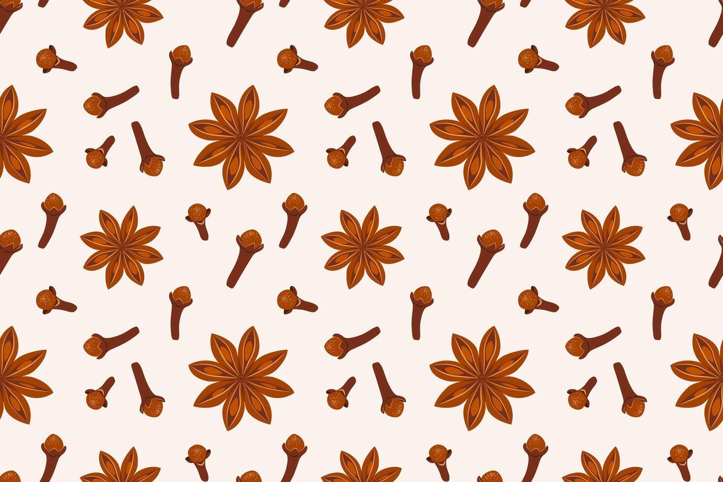 Seamless pattern with dried clove seeds and star anise vector