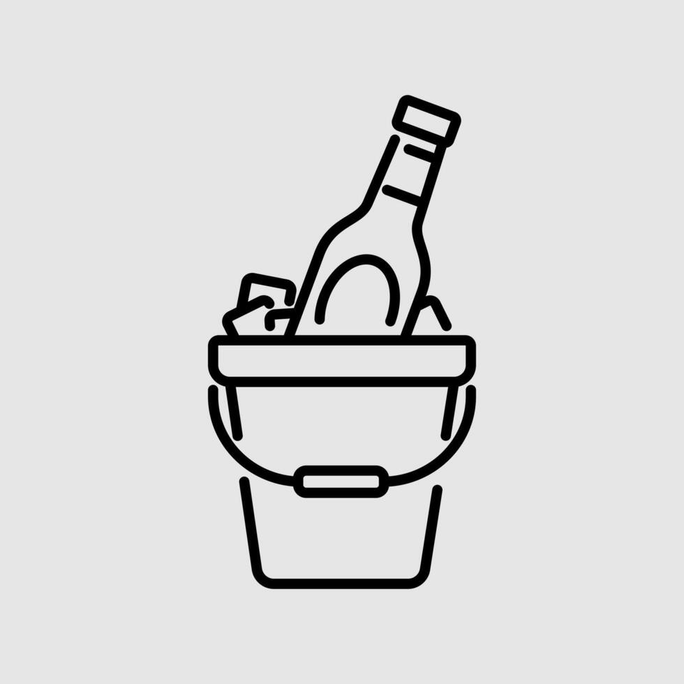 Wine Bottle Ice Bucket Birthday Icon vector