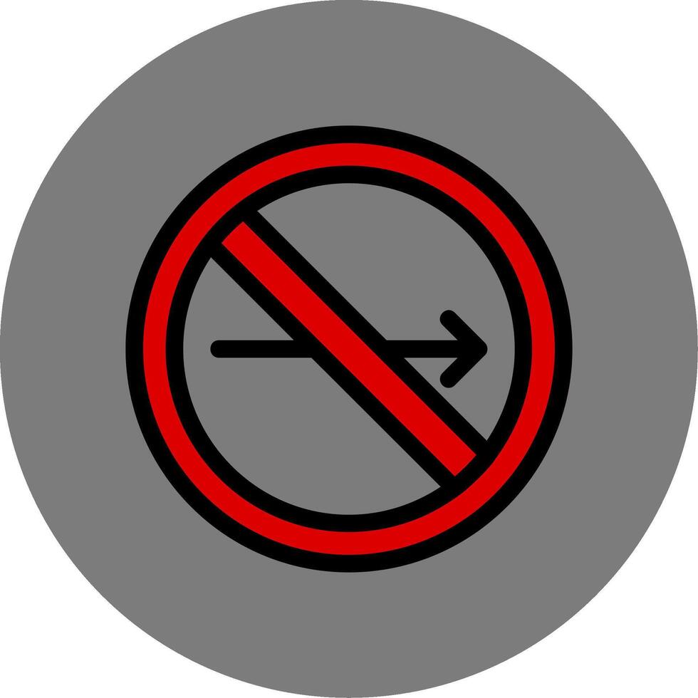 No Turn Right Colorful Icon vector