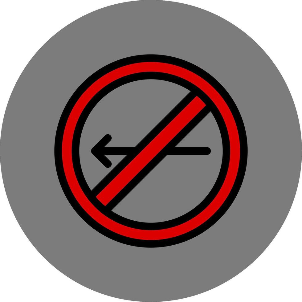 No Turn Left Colorful Icon vector