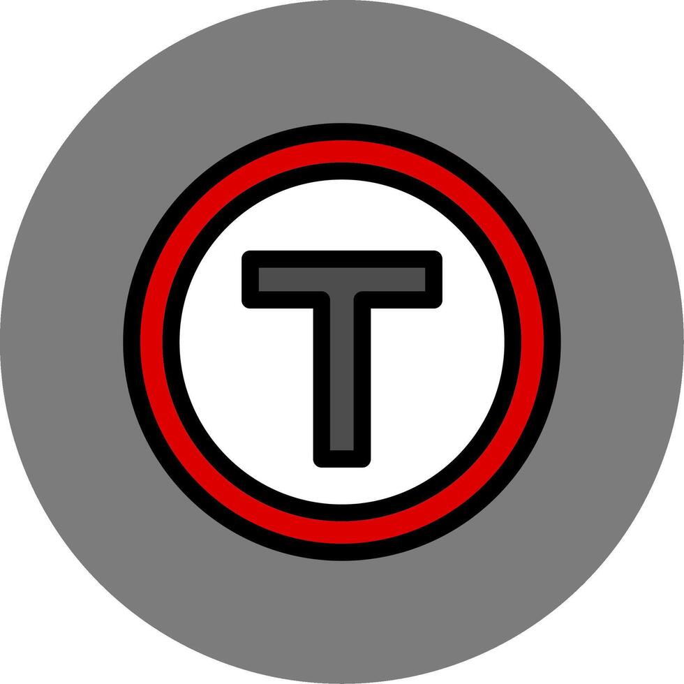 T Junction Colorful Icon vector