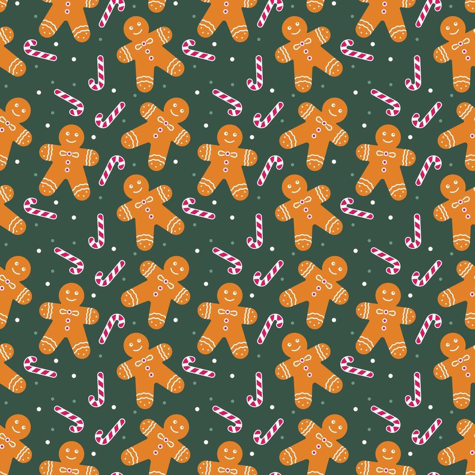 Gingerbread man seamless pattern. Christmas print vector