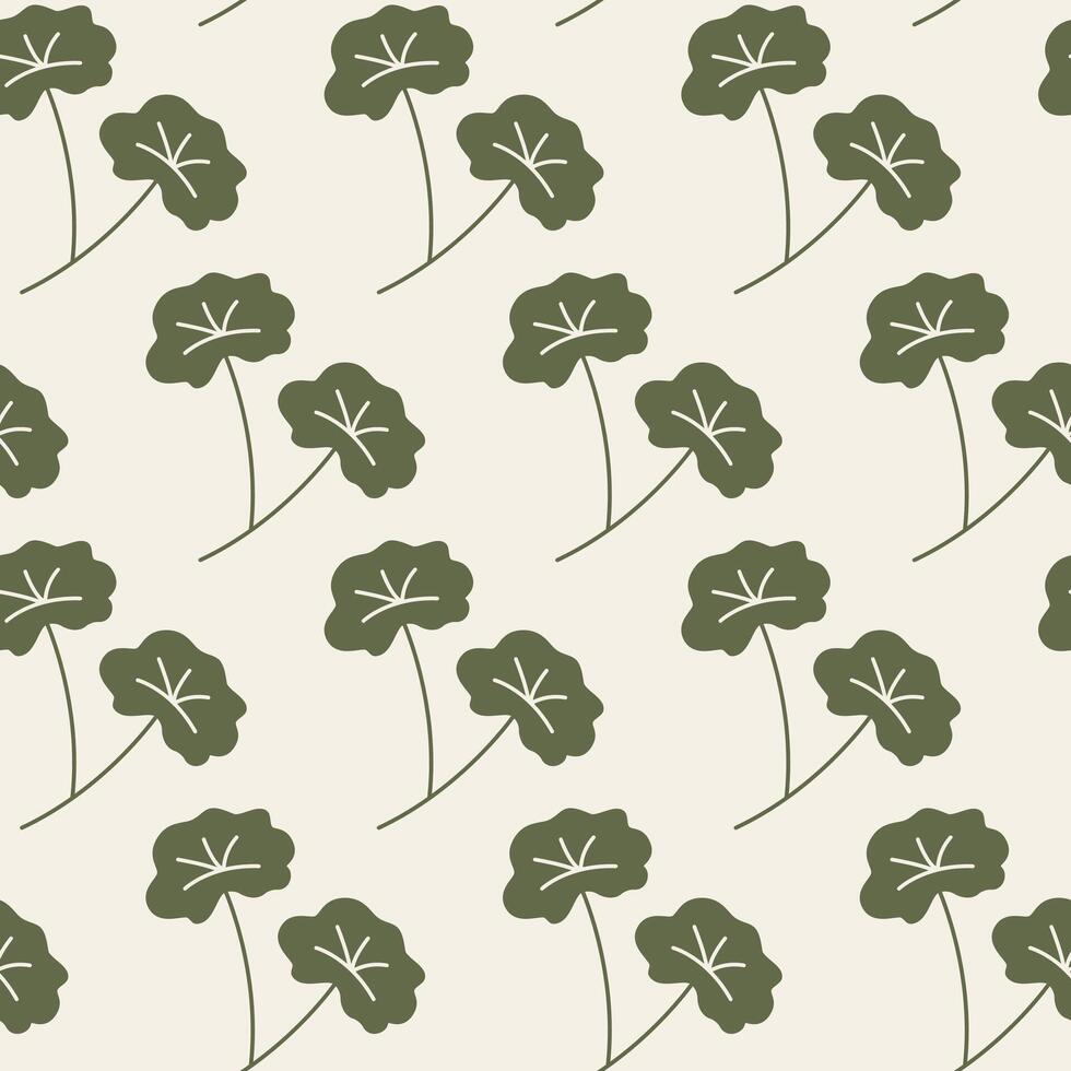 Gotu Kola seamless pattern. Centella Asiatica Print Background. vector