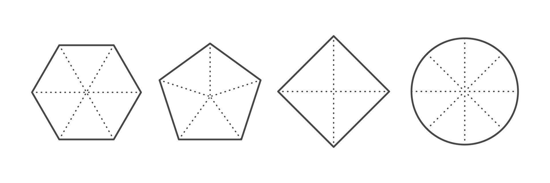 Basic radar chart line shape set. Diagram for analysis. Pentagon, hexagon, square infographic structure. illustration vector