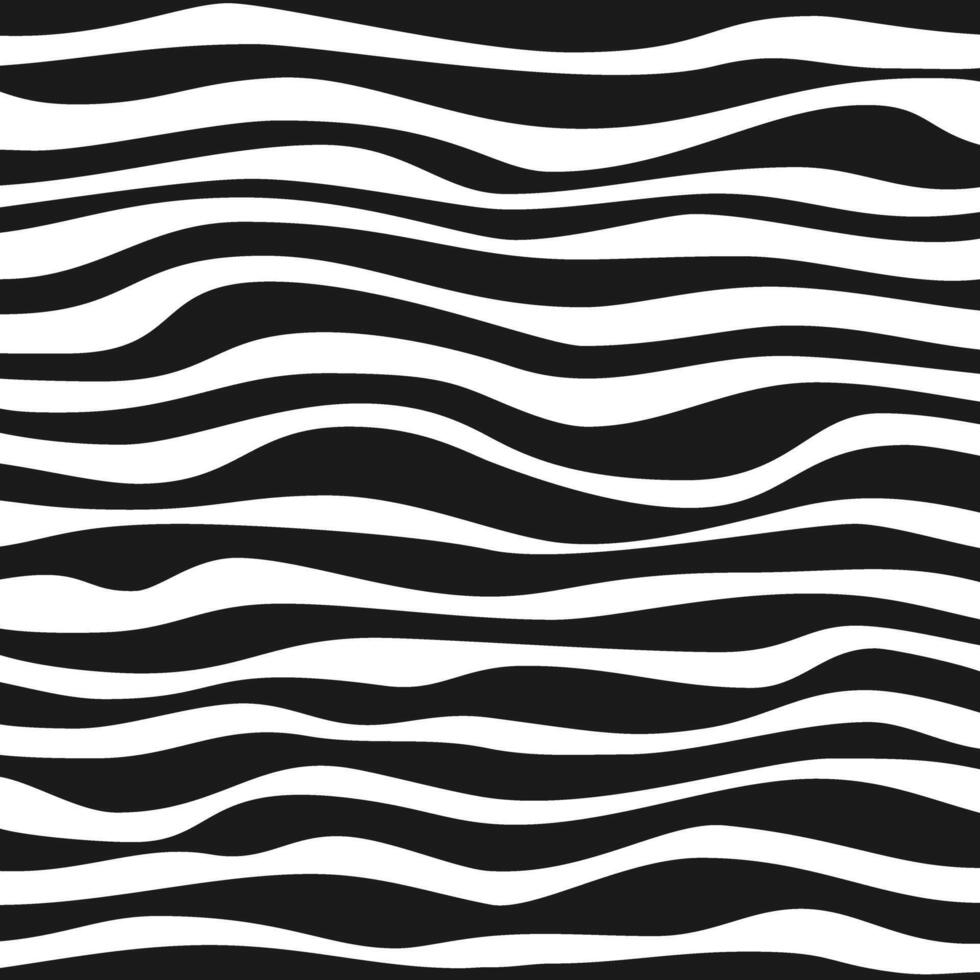 Black and White Striped Wave Background. vector