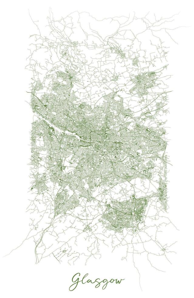 Glasgow Scotland, Urban detail Streets Roads Map, element template image for marketing ,product ,wall art and poster prints. vector