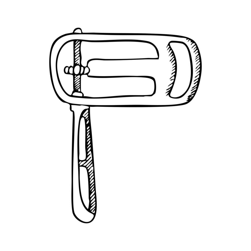 Black and white Purim noisemaker ink sketch. Hand drawn gragger for Jewish holiday party and children coloring books vector
