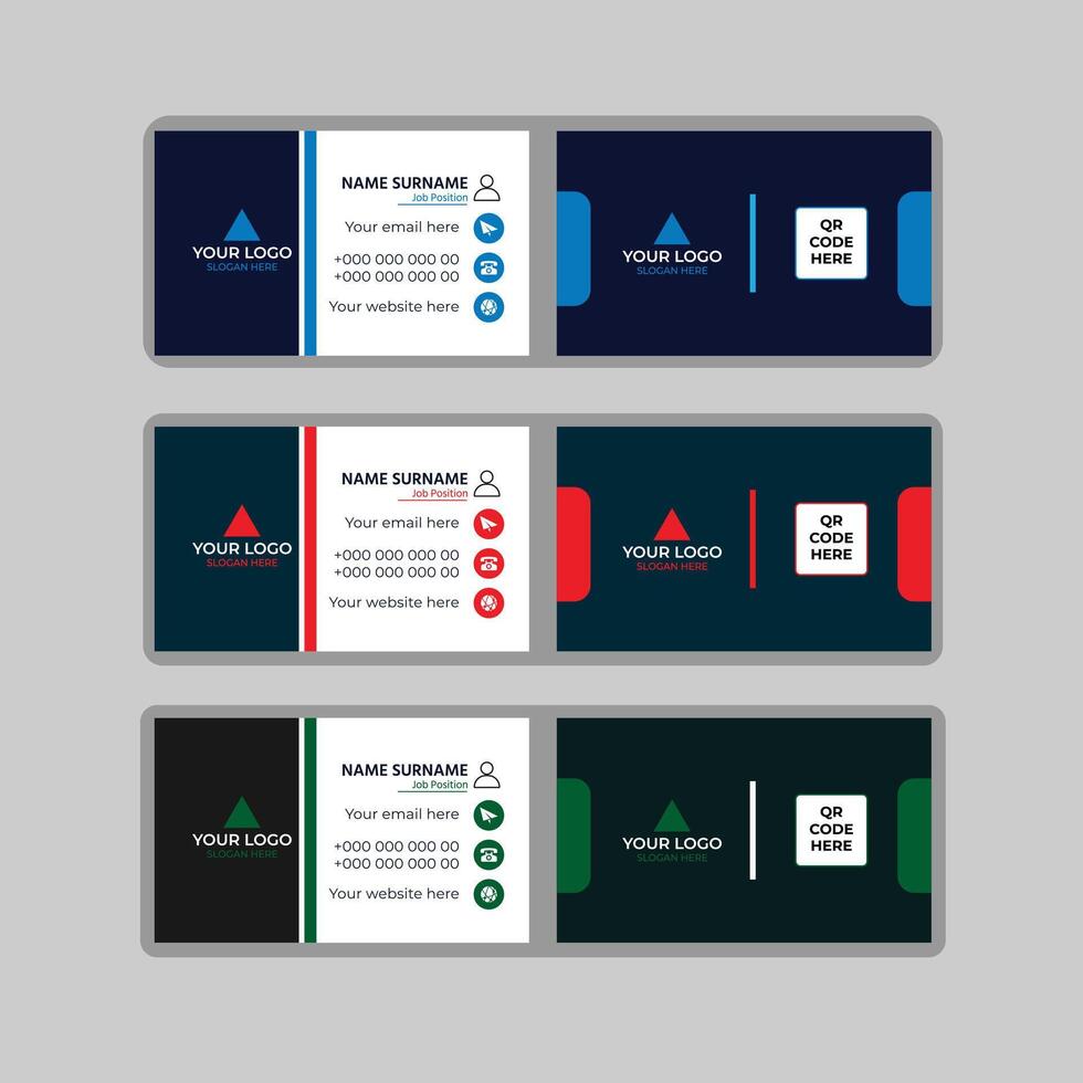 Professional and Minimalist Business Card Design. Multi color professional business card template vector