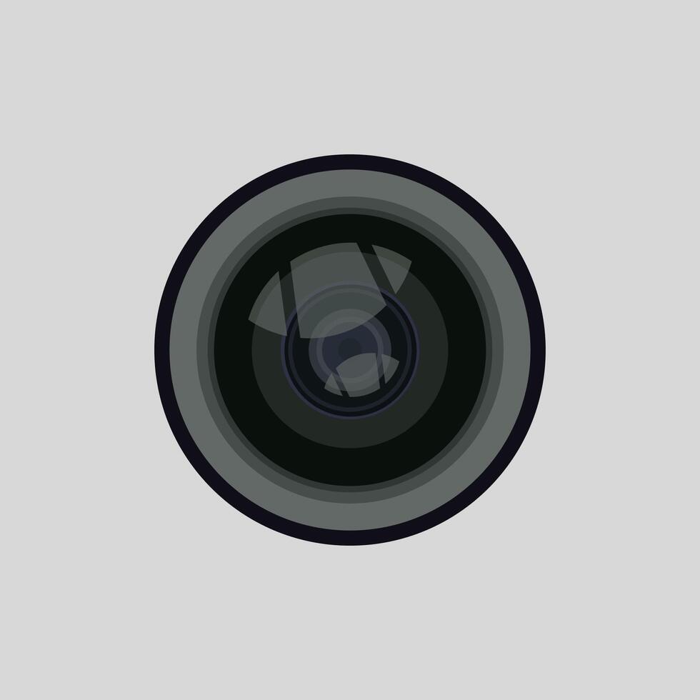 A camera lens on a gray background vector