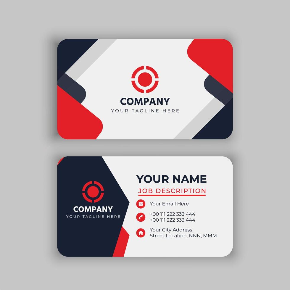 black and red triangle shape business card template vector