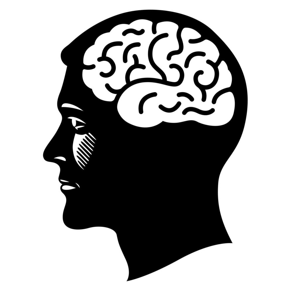 Brain graphic in a man's head vector