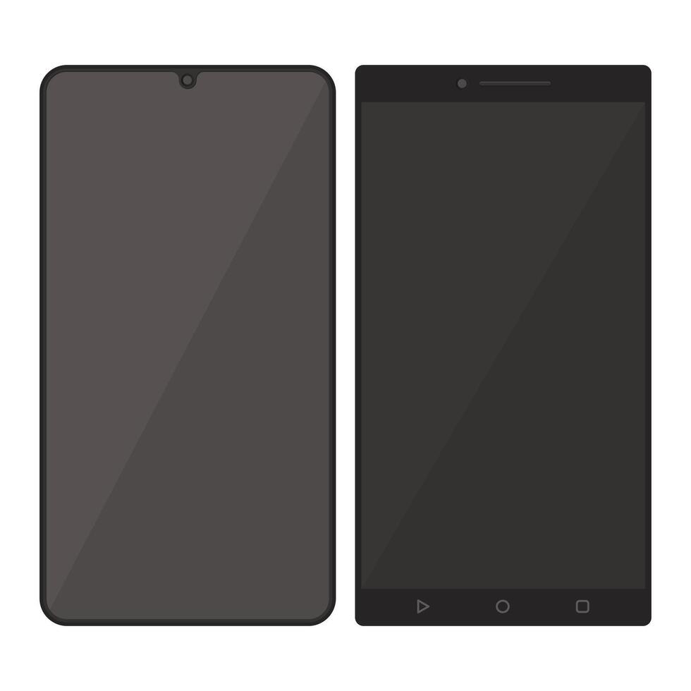 Black Mobile Phone Front View. Touch Screen Mobile Phone. vector