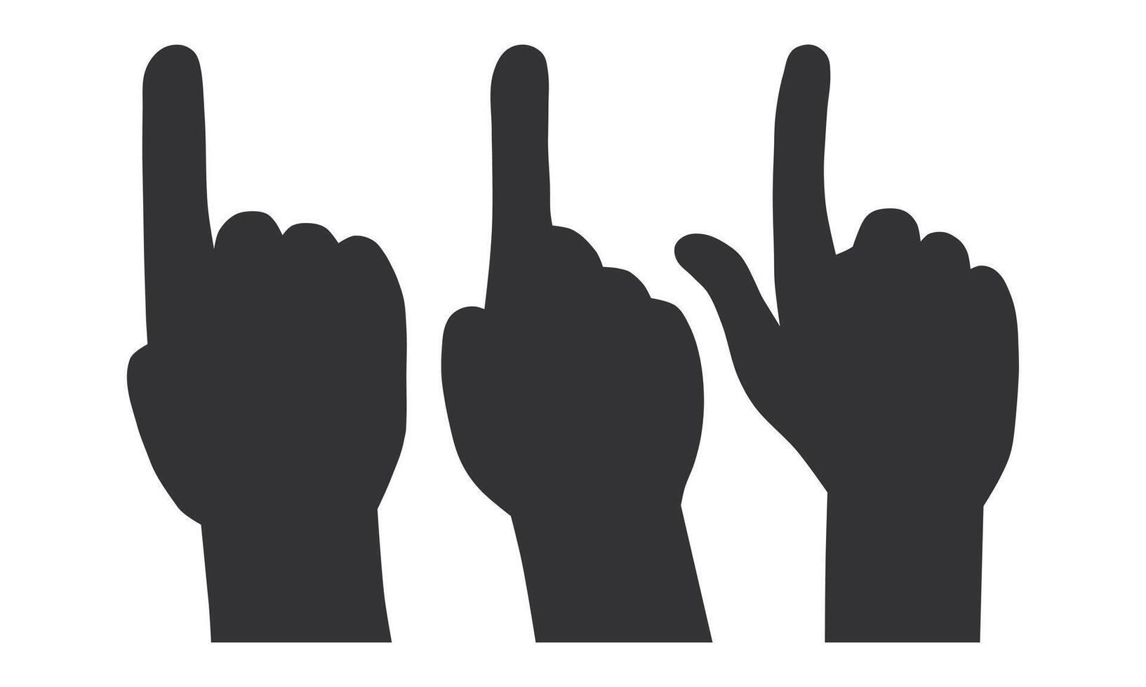 Hands Up Gesture Silhouette. Hand Gesture Number One. Hand Up Black. vector