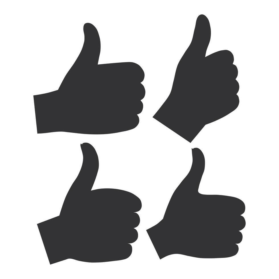 Thumbs Up Gesture Ok. Thumbs Up Silhouette. Black Thumbs Up Gesture. vector