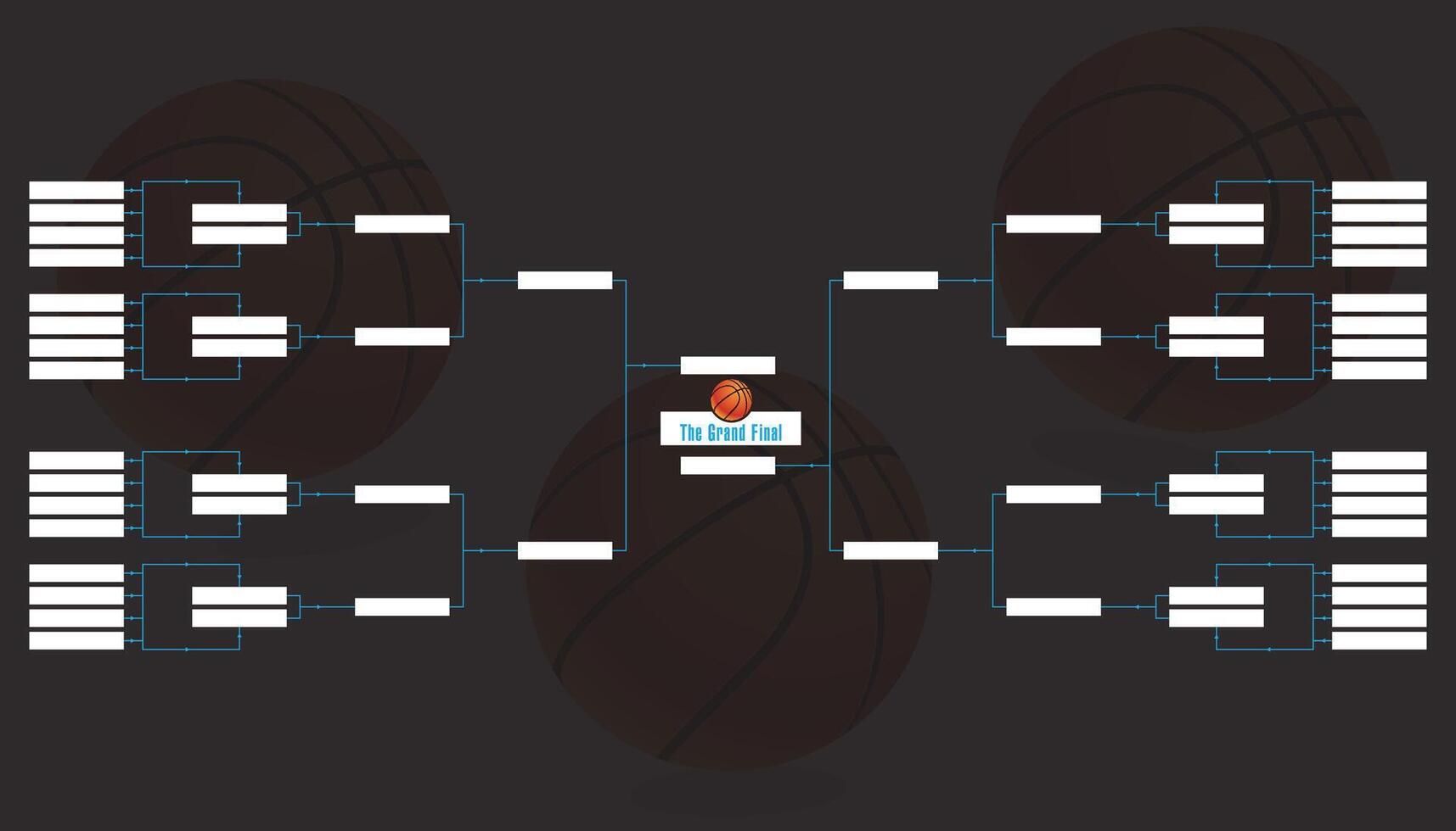 32 team tournament basketball tournament playoff bracket template vector