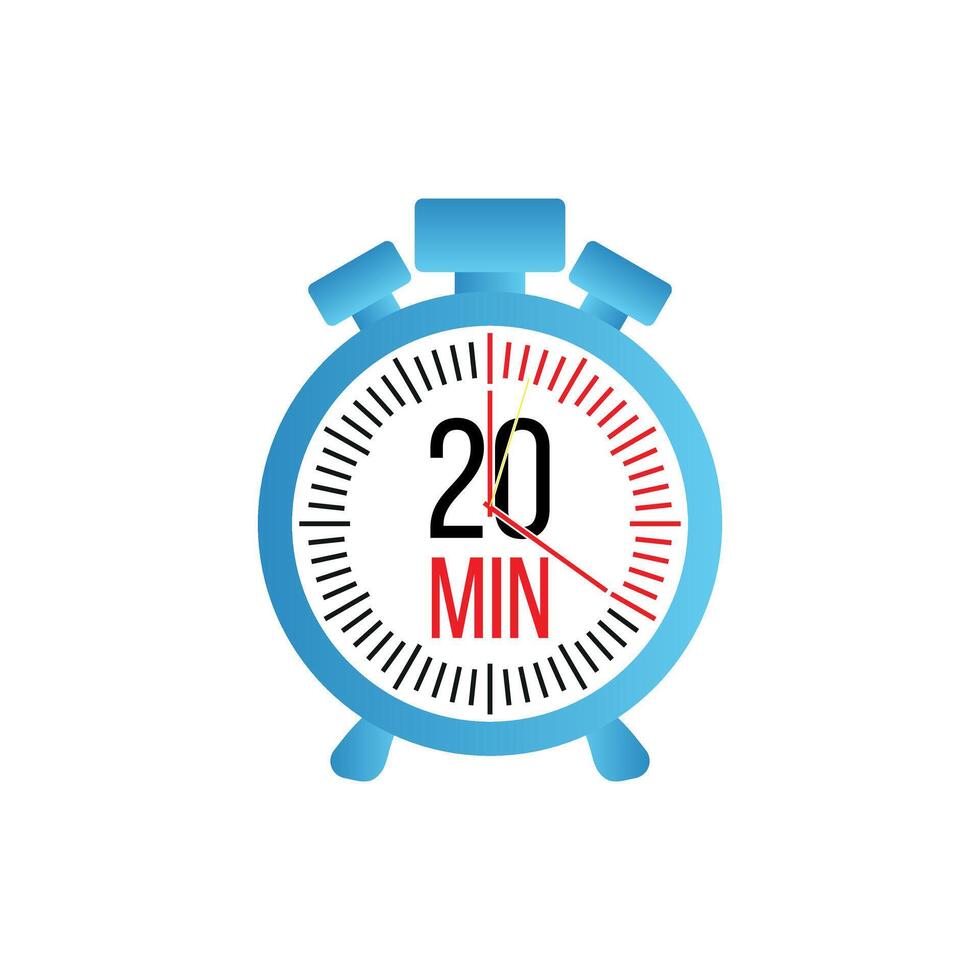 Stopwatch 20 minutes icon illustration in flat style With a white background vector