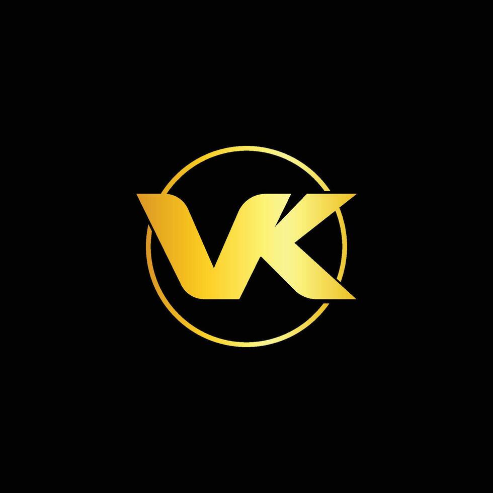 Vk Letter Golden Logo in a round shape vector
