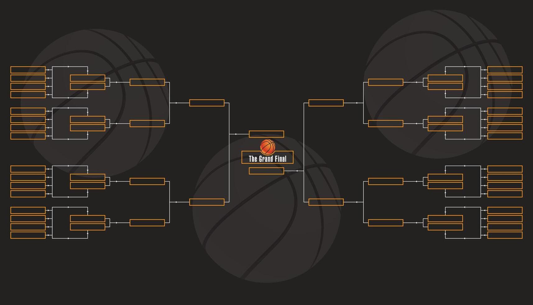 Playoff bracket tournament in totally 32 brackets template vector