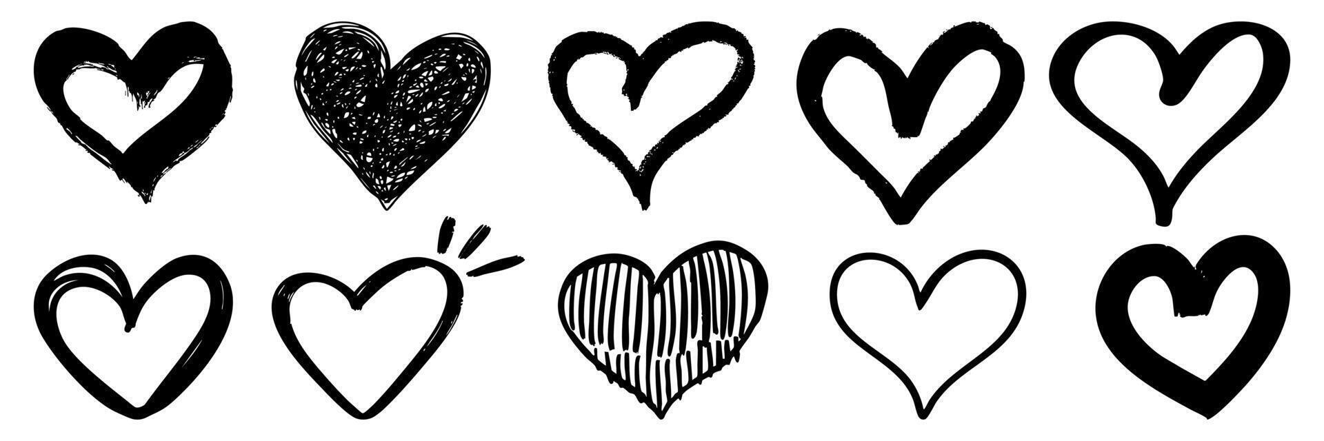 Doodle sketch style of hearts icon illustration for concept design. vector