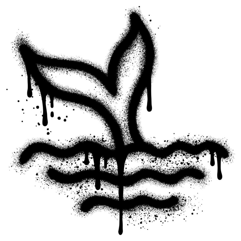 fishtail graffiti with black spray paint. vector