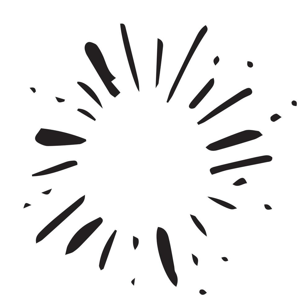 Sunburst doodle. Star burst hand drawn radial lines. vector