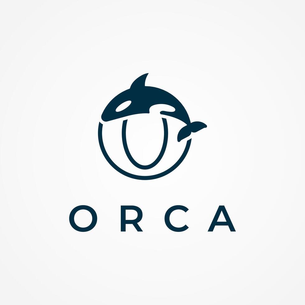Orca Logo Design, Orca with letter O combination, flat design logo template element, illustration vector