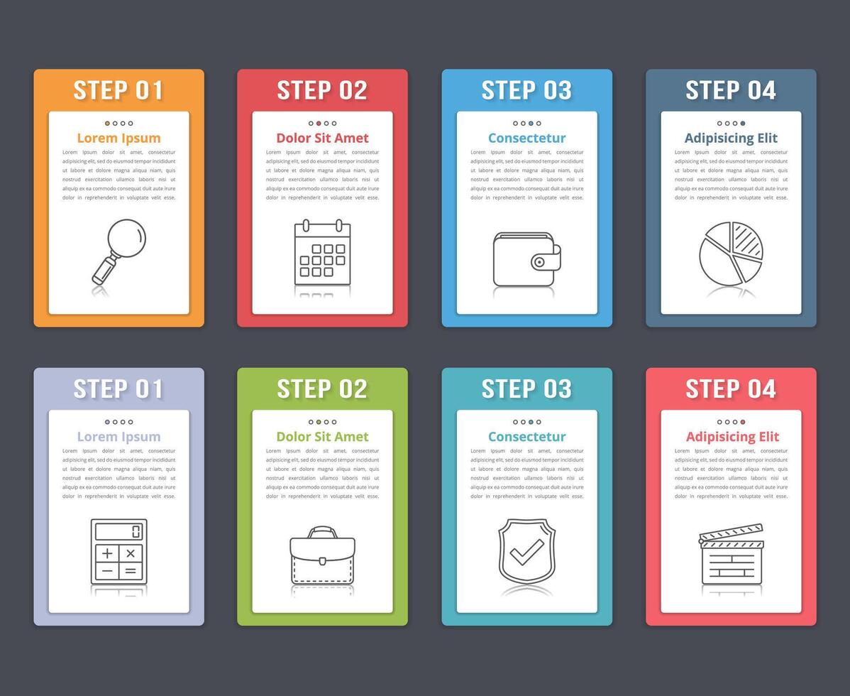 Set of infographic elements with numbers, line icons and place for your text, can be used as workflow, process, steps or options vector