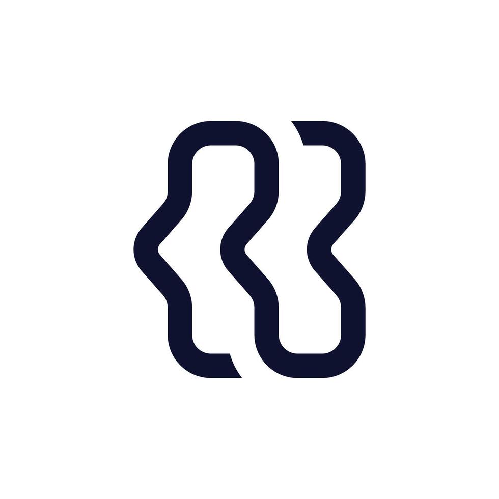 letters nb abstract curves stripe simple logo vector