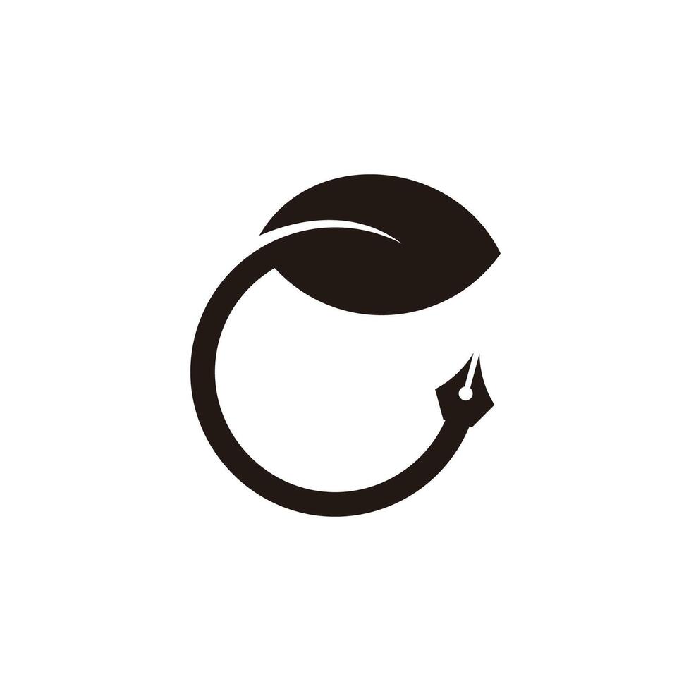 pen writer leaf letter c logo vector
