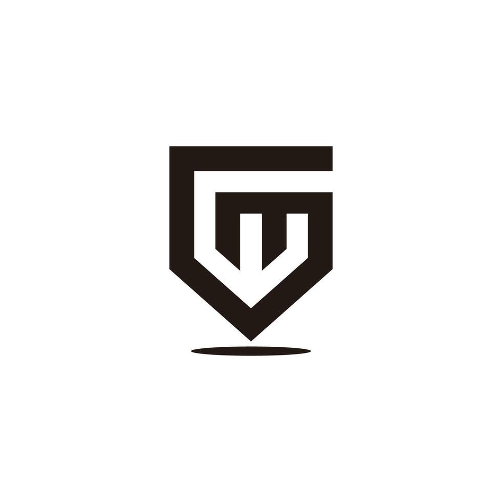 letters gm simple emblem shield geometric logo vector