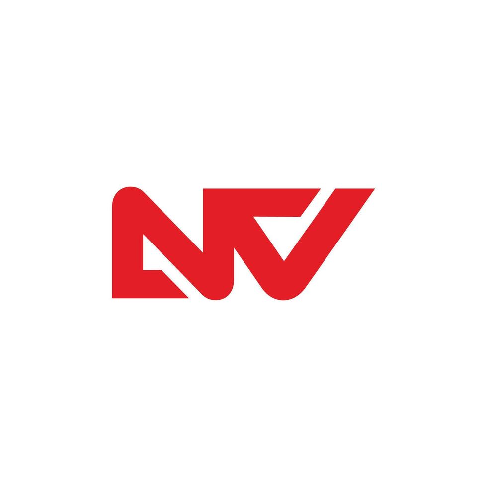 letters nv red linked simple geometric logo vector